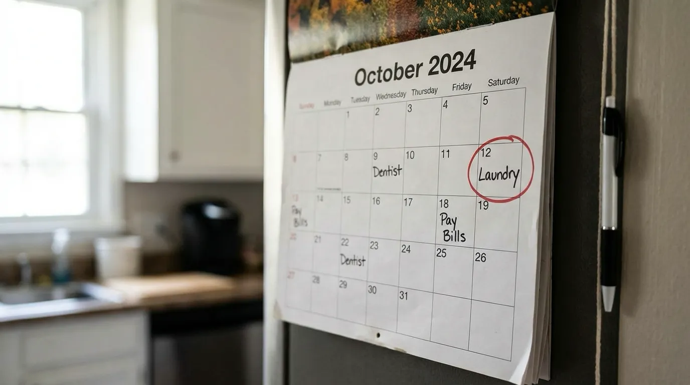 Wall Calendar showing LaundryTask pickup day